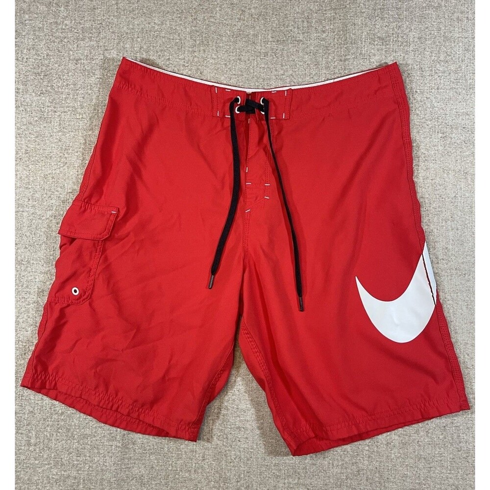 Nike Scout Swoosh Board Shorts Red Men’s Size 34 Surf Beach